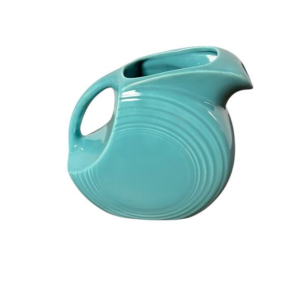 Fiesta Ware Large 2 Qt Turquoise Disc Pitcher Water Jug 7.25” Homer Laughlin - Picture 3 of 7